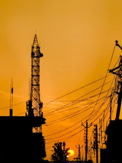 silhouette of tower during sunset